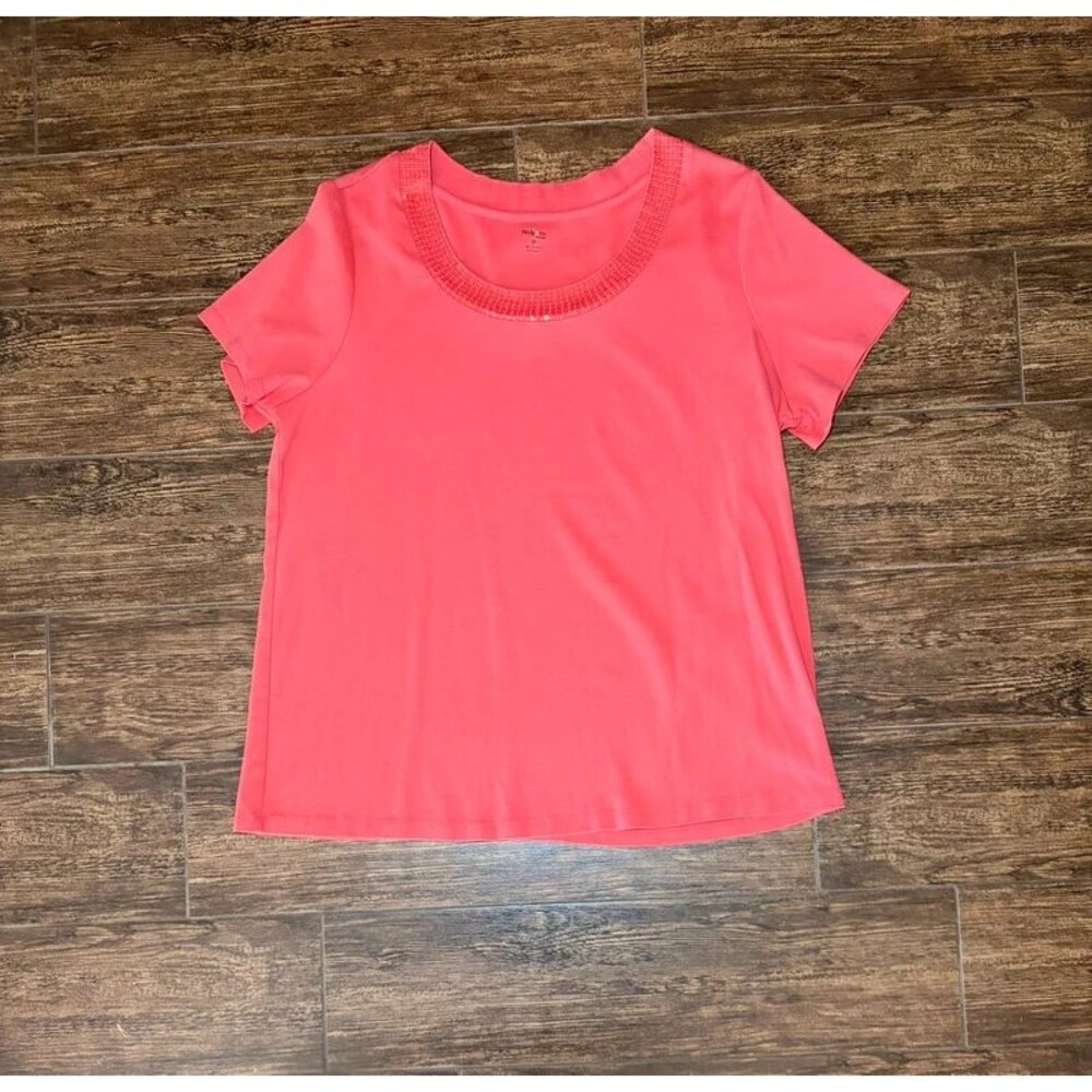 Style & Co Woman Coral Sequin Scoop Neck Tee - 2X